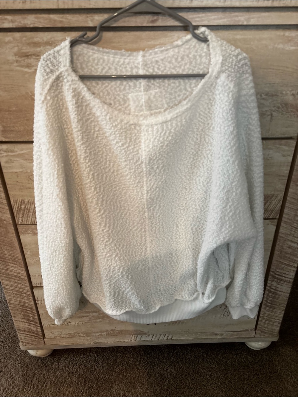 SHEIN White Plush Crewneck Sweatshirt
